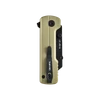 Couteau de poche pliant Oknife U1 Ultra beige doré avec clip de poche noir sur fond noir