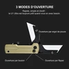 Couteau pliant U1 Ultra avec 3 modes d'ouverture par bouton, flipper et ergot de pouce.