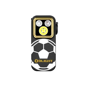 Lampe clip Olight Oclip Pro S noire motif ballon de football de face pour EDC et éclairage mains libres
