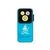 Lampe torche Olight rectangulaire bleu turquoise avec trois LED et motif de voilier blanc, fond blanc.