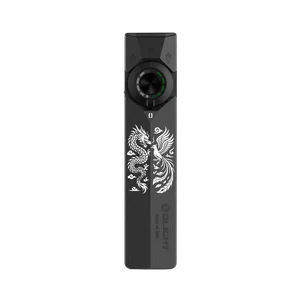 Lampe de poche Olight ArkPro Ultra grise avec gravure de dragon et phénix, vue de face pour le quotidien et EDC
