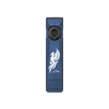 Lampe de poche Olight Arkfeld Ultra bleue de face avec motif de phénix blanc, idéale pour le transport quotidien EDC