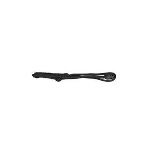 Cordon de serrage élastique noir avec boucle de réglage et embout.