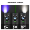 Fonctionnalité trois-en-un: lumière UV, laser vert classe 1, lumière blanche.