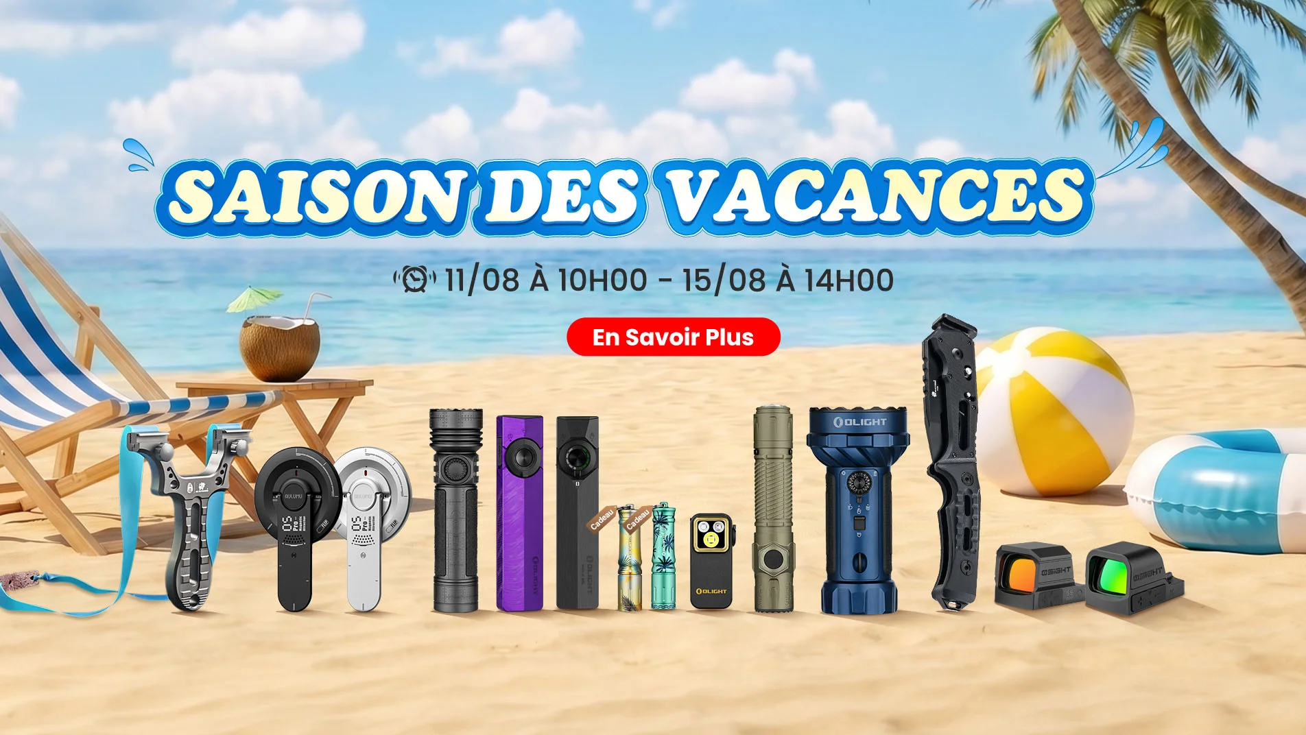 SAISON DES VACANCES OLIGHT : Jusqu’à -50% de Réduction & Cadeaux Exclusifs pour le Mois d'Août !