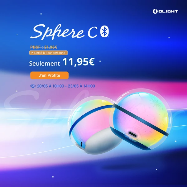 Olight Sphere C, lumière d'ambiance avec connectivité Bluetooth, offre spéciale à 11,95€
