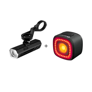 Kit éclairage vélo Olight avec phare avant Goshawk 1500 et feu arrière rouge de sécurité.