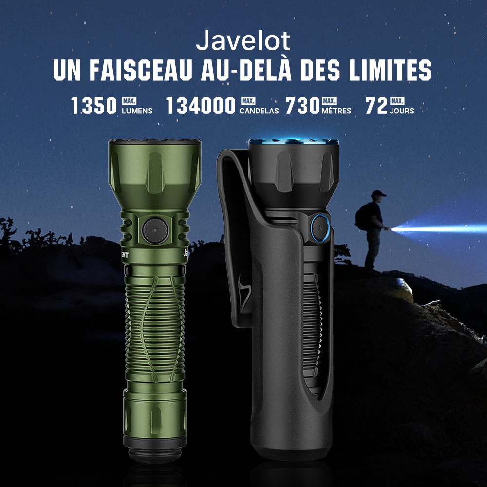 Lampe de poche DEL Javelot Turbo 1300 lum. Olight (noir
