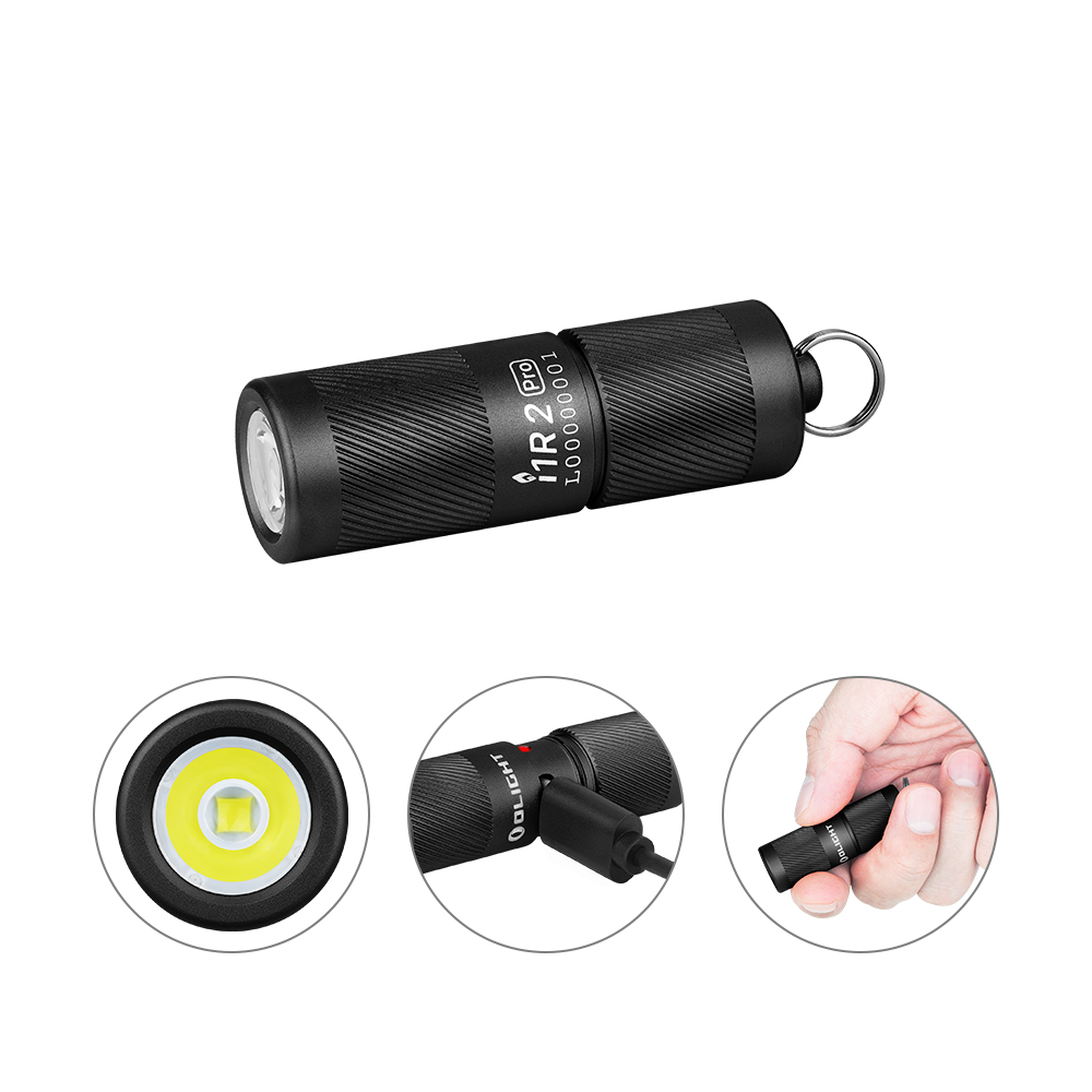 Olight I1R 2 Pro mini-lampe de poche noire latérale avec anneau porte-clés pour éclairage EDC