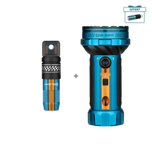 Lampes torches Olight Seeker 4 Pro et Oclip Pro bleu et orange, pack d'éclairage puissant pour outdoor et EDC