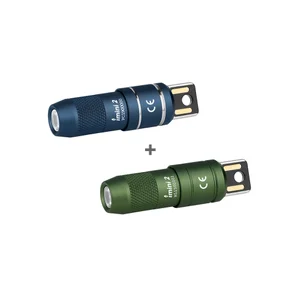 Deux mini-lampes de poche iMini 2 bleues et vertes avec ports USB-C, éclairage LED, rechargeables et portables