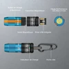 Mini lampe torche Olight bleu et noir avec prise USB intégrée et porte-clés pour usage quotidien.