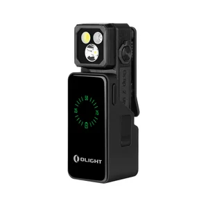 Lampe clipable Olight Oclip 2 Ultra Premium noire de profil avec écran indicateur de batterie pour EDC et outdoor