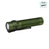 Olight Baton 4 Pro vert vue latérale avec clip de poche et chargement magnétique pour utilisation EDC et extérieure.