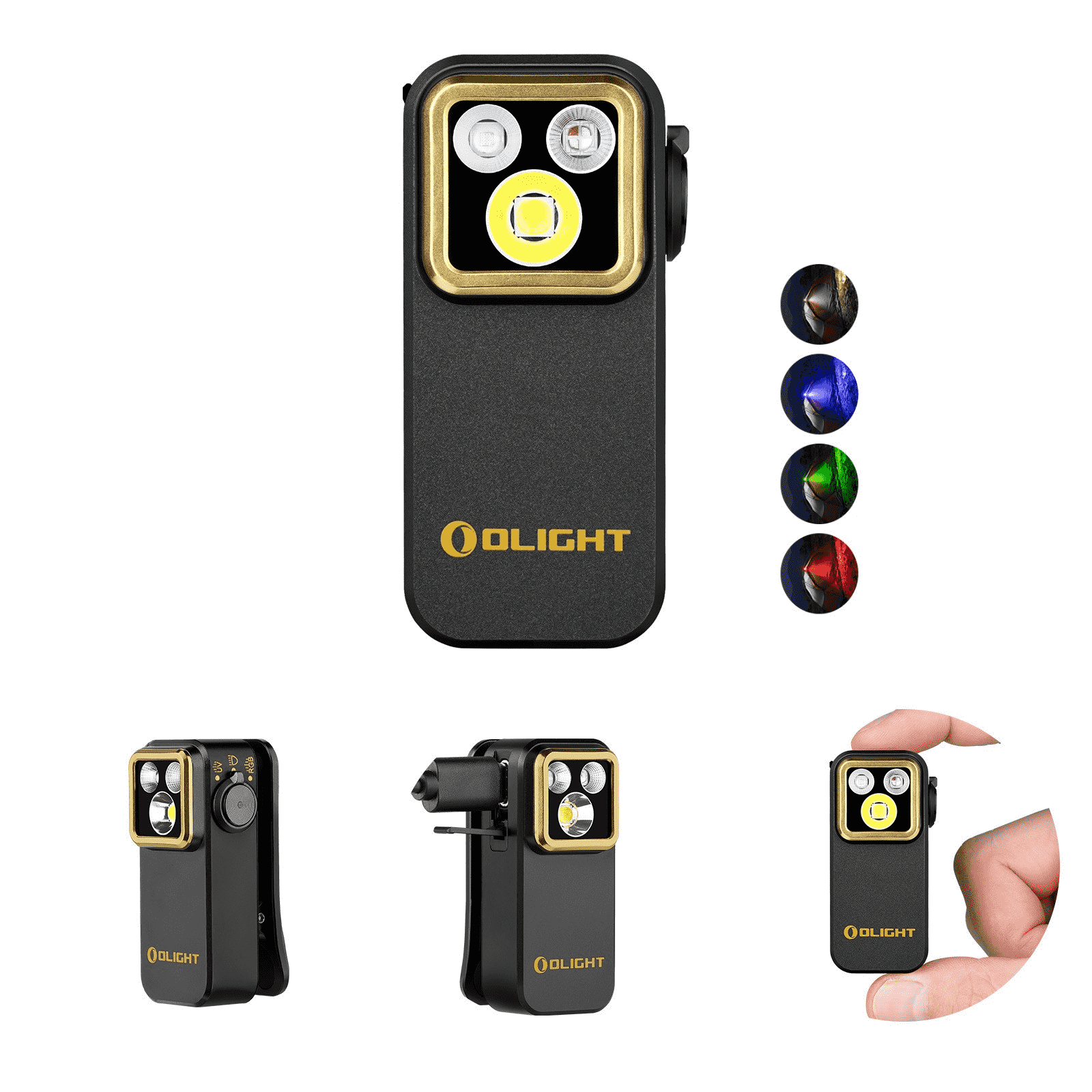 Lampe clip Olight Oclip Pro S noire multi-angle avec éclairage RGB portable et compact pour activités outdoor