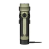Lampe torche Olight Seeker 4 Pro verte dans son étui de charge noir sur fond blanc