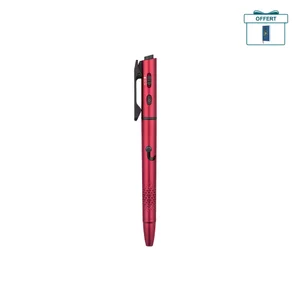 Olight Open 3 stylo-lampe de poche rouge avec pointe lumineuse et gravure antidérapante pour écrire et éclairer.
