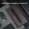 Olight Open 3 stylo-lampe de poche noir avec clip, prise texturée et pointe lisse, parfait pour l'usage quotidien.