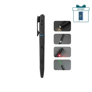 Olight Open 3 stylo-lampe de poche noire avec laser et lumière pour la maison et le bureau.