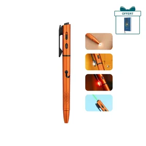 Olight Open 3 orange, stylo multifonction avec lampe de poche intégrée, laser rouge et vert pour la vie quotidienne.