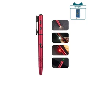 Olight Open 3 stylo-lampe de poche rouge avec pointe lumineuse, laser et lumière pour diverses utilisations.