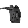 Module de montage noir PLX GL avec câble connecté, vue de profil sur fond noir.