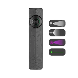 Lampe de poche Olight ArkPro noire avec indicateurs LED de modes d'éclairage UV, laser et faisceau pour EDC.