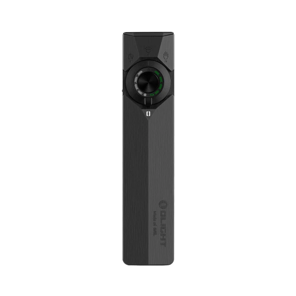 Lampe torche Olight ArkPro Ultra noire avec éclairage LED, lumière UV pour scorpion et laser vert de présentation.