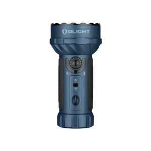 Lampe torche Olight MARAUDER MINI bleue vue de côté avec faisceau de couleurs pour la chasse ou la spéléologie