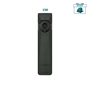 Olight Arkfeld Ultra noir, vue de face, avec interrupteur rotatif et indicateurs de niveau de batterie, pour un usage quotidien.