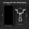 Comparatif des dimensions entre un iPhone 13 Pro Max et un lance-pierre de poche en métal.