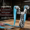 Lance-pierre de précision en alliage d'aluminium HX Outdoors léger et robuste avec élastique plat bleu