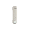 Lampe de poche EDC rechargeable plate et compacte en aluminium beige, vue de face sur fond noir