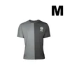 T-shirt bicolore gris clair et foncé taille M avec logo imprimé sur la poitrine pour homme.