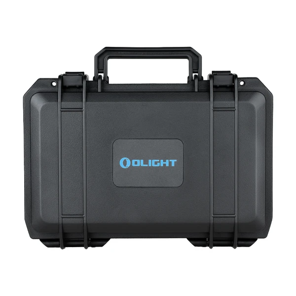 Valise rigide noire Olight avec poignée de transport et loquets de verrouillage pour équipement, outils, fusils.