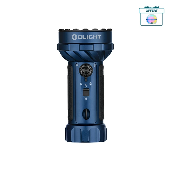 Olight Marauder Mini 2 bleue, éclairage puissant pour la recherche ou l'extérieur.