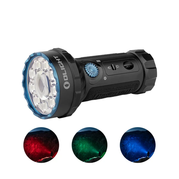 Olight MARAUDER MINI noire avec lunette bleue et halo lumineux LED pour l'extérieur