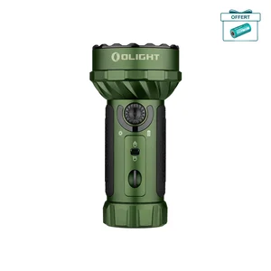 Olight lampe torche MARAUDER MINI vert olive, vue latérale, multiples modes d'éclairage pour l'extérieur.
