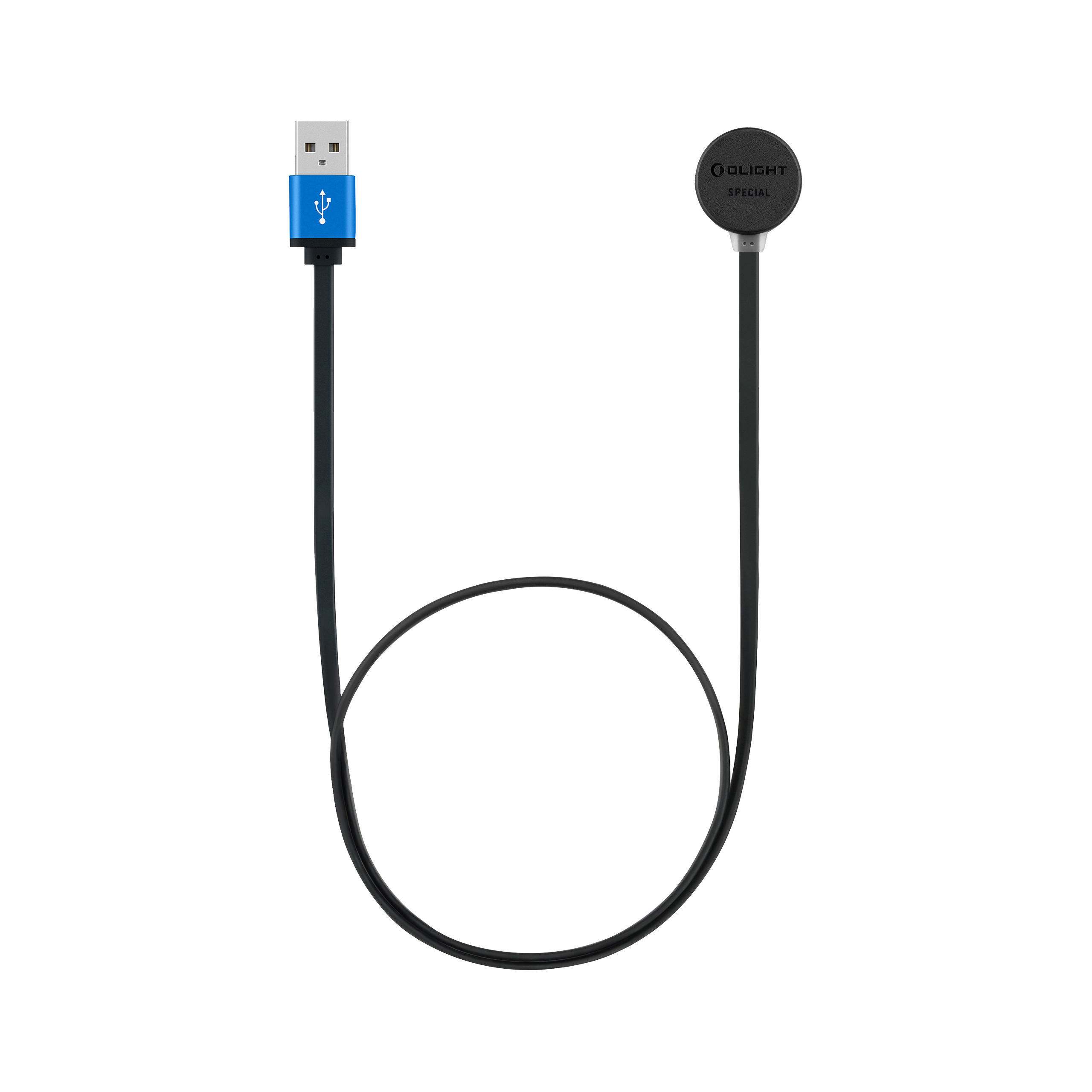 Câble de charge USB avec connecteur magnétique Olight noir.