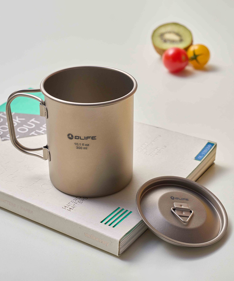 Tasse En Titane Milageto 200 Ml – Poignée Pliante, Ultra-légère, Pour Camping, Rando Et Pique-nique