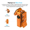 Lampe de travail orange Oclip 2 Pro avec tête inclinable à 115 degrés et pince pivotante à 360 degrés.