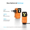 Deux options de recharge pour lampe Olight orange avec ports USB-C et MCC magnétique.