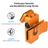 Lampe clip orange Oclip 2 Pro ultra durable avec tête inclinable et clip rotatif testés 10 000 cycles.
