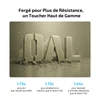 Infographie comparant la résistance du titane forgé QAL à l'aluminium 6061 et au titane TA2.