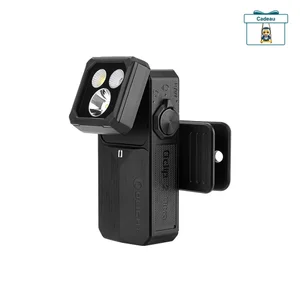 Mini lampe clip noire Olight Oclip 2 Ultra Premium de profil avec tête orientable et clip robuste pour EDC et outdoor