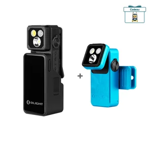 Lampes de poche rechargeables Olight avec clip, modèles noir et bleu ciel orientables pour activités outdoor