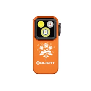Olight Oclip Pro orange avec motif floral pour éclairage quotidien.