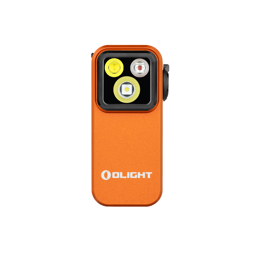 Lampe torche Olight Arkfeld Ultra orange face avant avec triple LED et laser vert pour EDC et outdoor