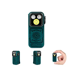 Mini lampe clip de poche Olight Oclip Pro S bleu canard avec gravure boussole et triple LED puissante pour EDC quotidien
