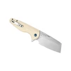 Couteau pliant GAIA avec lame couperet et manche beige, clip de poche.
